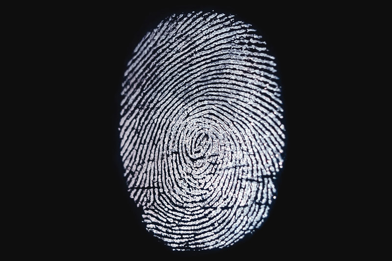 white fingerprint against a black blackground