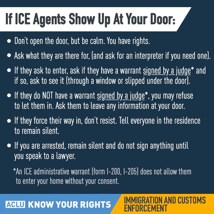 if ice agents show up at your door list of what to do