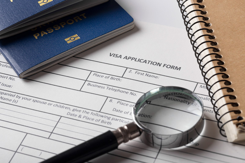 visa application form and passports